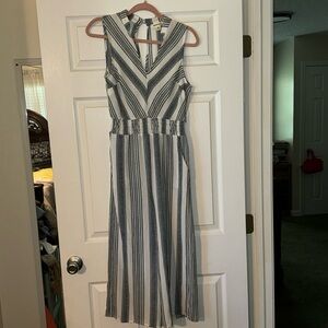 Monteau Striped Pant Romper Sleeveless Navy White